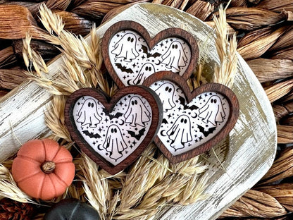 Wood Framed Miniature Sign | Bat Hearts With Magnet-5pcs