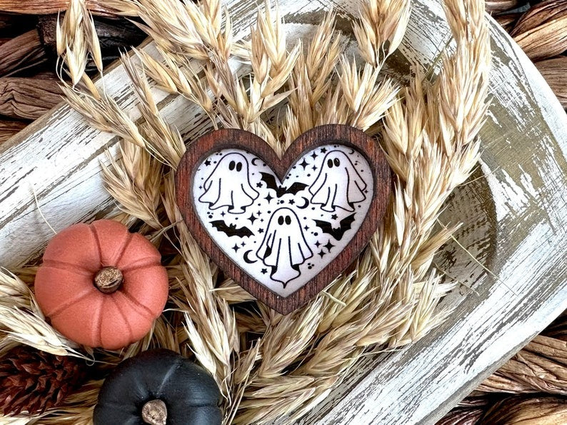 Wood Framed Miniature Sign | Bat Hearts With Magnet-5pcs