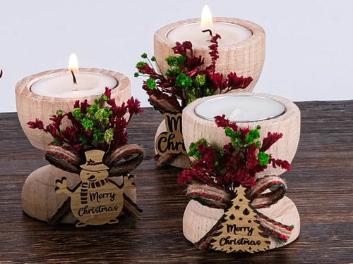 Merry Christmas Candle Holder-3pcs