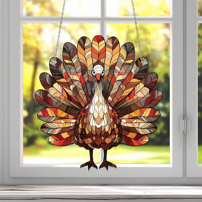 Thanksgiving Turkey Acrylic Window Hanging: Fall Decor