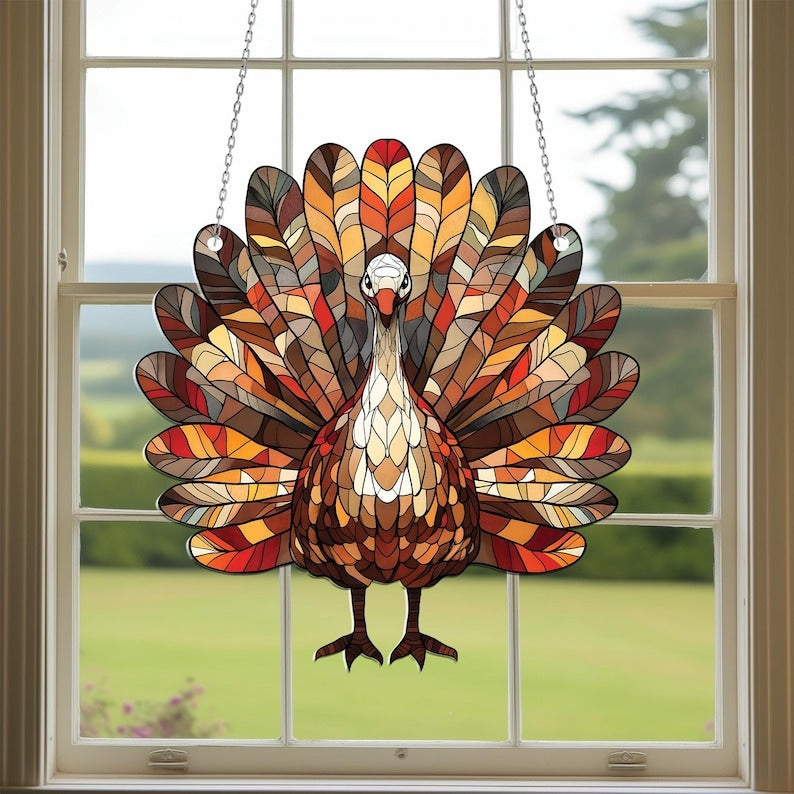 Thanksgiving Turkey Acrylic Window Hanging: Fall Decor