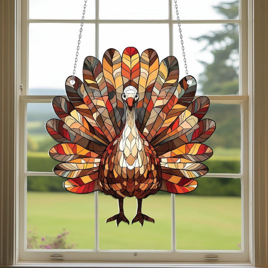 Thanksgiving Turkey Acrylic Window Hanging: Fall Decor