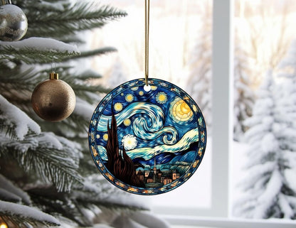 Stained Glass Starry Night Ornament, Van Gogh Keepsaket