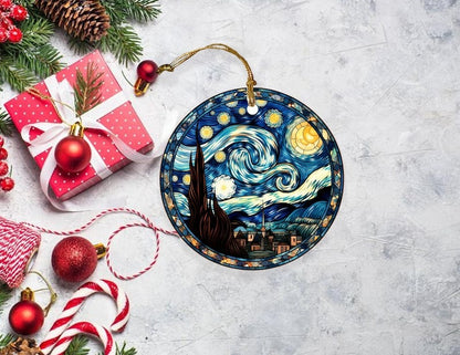Stained Glass Starry Night Ornament, Van Gogh Keepsaket