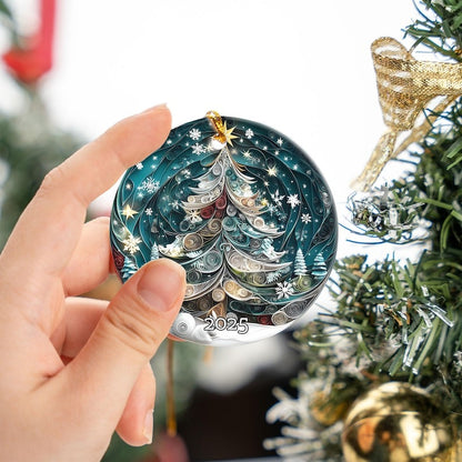 Christmas Tree 2025 Ornament, 3D Effect Ornament
