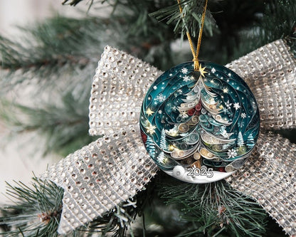 Christmas Tree 2025 Ornament, 3D Effect Ornament