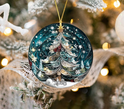 Christmas Tree 2025 Ornament, 3D Effect Ornament