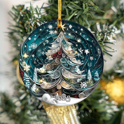 Christmas Tree 2025 Ornament, 3D Effect Ornament