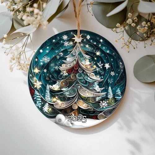 Christmas Tree 2025 Ornament, 3D Effect Ornament