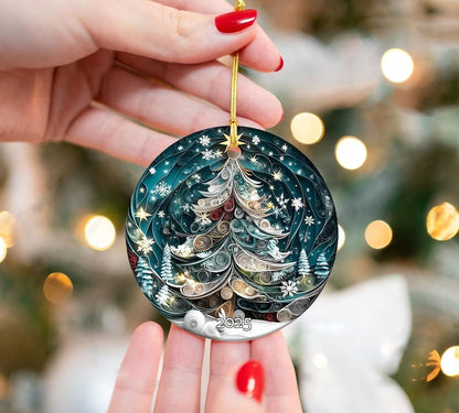 Christmas Tree 2025 Ornament, 3D Effect Ornament