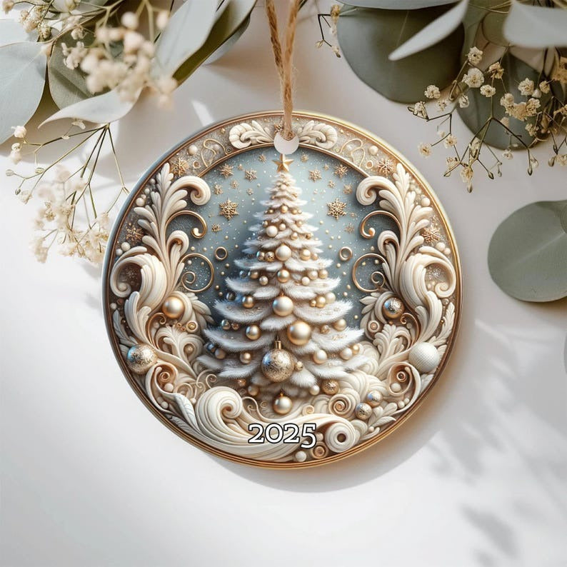 Christmas Tree Ornament 2025, Elegant Holiday Keepsake