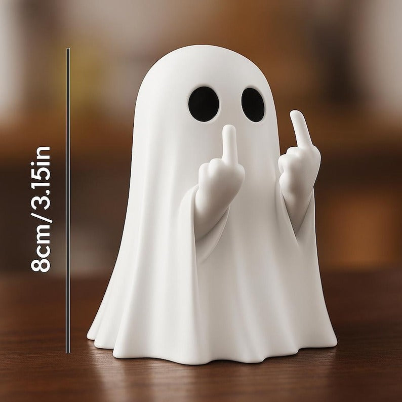 Funny Ghost Figurine – Halloween Middle Finger Ghost Statue-2pcs