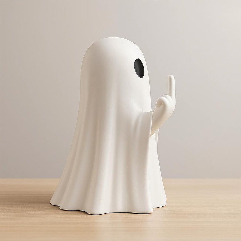 Funny Ghost Figurine – Halloween Middle Finger Ghost Statue-2pcs