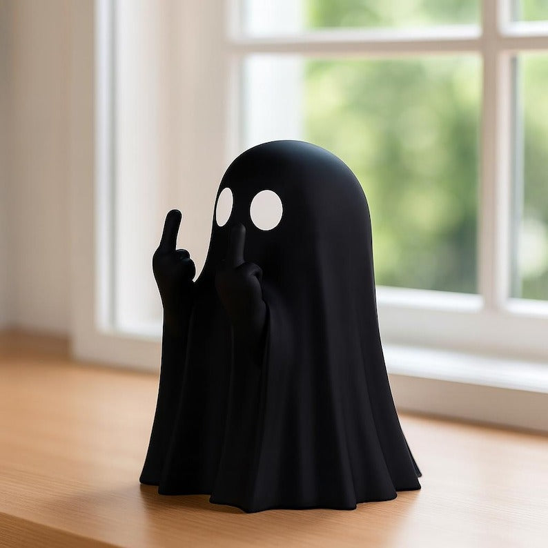Funny Ghost Figurine – Halloween Middle Finger Ghost Statue-2pcs