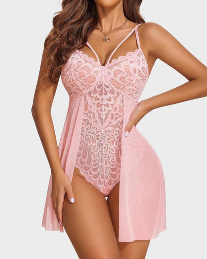 Womens Lace Bodysuit Teddy Chemise Sexy Nighty Mesh Sleepwear-BUY 1 GET 1 FREE